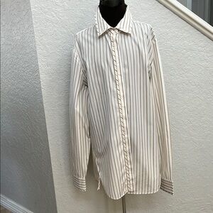 Carlisle Per Se Yellow/Black Striped Long Sleeve Blouse ( 8 )